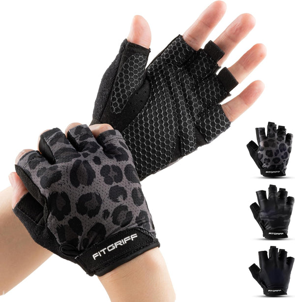 Fitgriff Workout Gloves (Padded) for Men & Women - Fingerless Gym Gloves