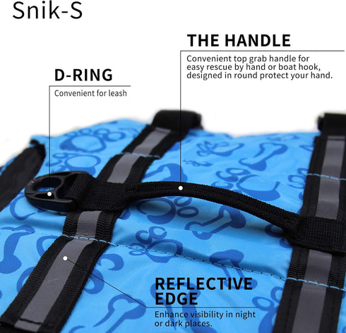 Dog Life Jacket – Easy-Fit Adjustable Belt Pet Saver Swimming Safety Swimsuit (M, Blue)