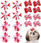 Chuangdi 16 Pieces Valentine's Day Dog Hair Bows, Mixed Styles Pet Accessories with Rubber Bands