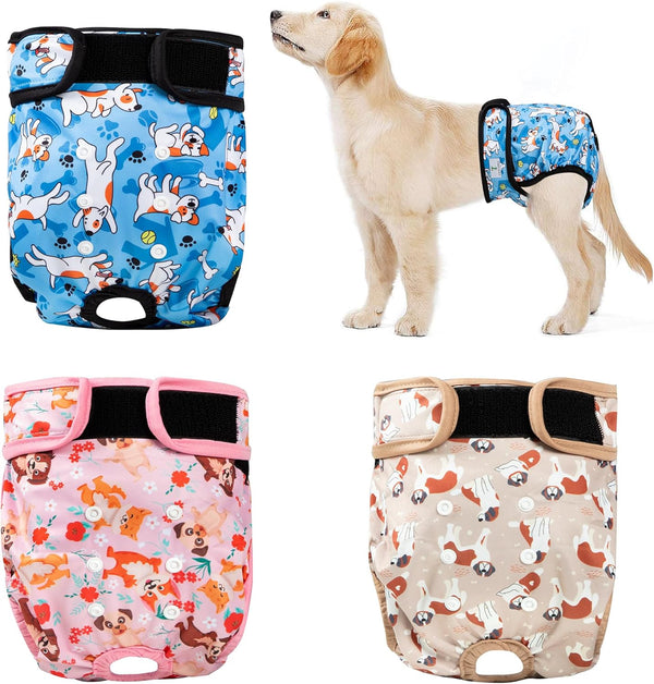 3Pack Reusable Diapers for Female Dog, Washable Diaper for Doggie,Highly Absorbent Dog