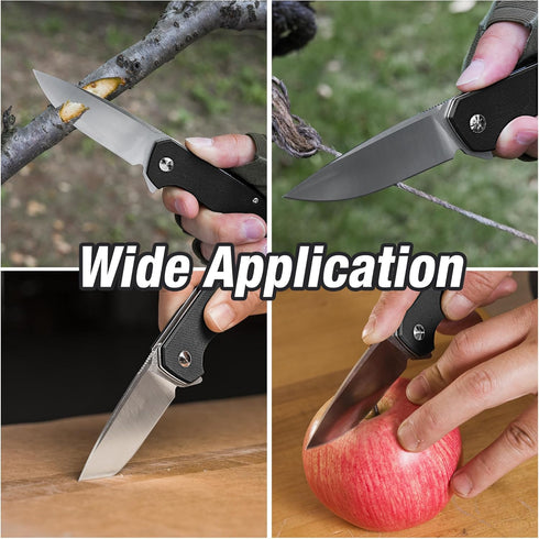FLISSA Pocket Knife, Folding Tactical Knife with G10 Handle, D2 Blade, Liner Lock, EDC Knife