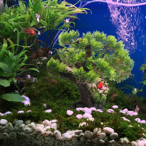 11.41 10.23 2.75 Inches, BESPORTBLE Bonsai Tree for Aquarium, Resin Fish Tank Landscape Decoration, Simulated Green