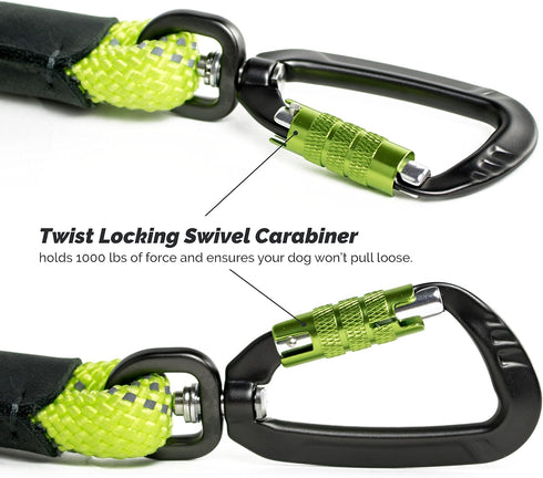 Dog Rope Leash with Lightweight Locking Swivel Carabiner, Comfortable Padded Handle, 5 Foot Long Lead for Medium to