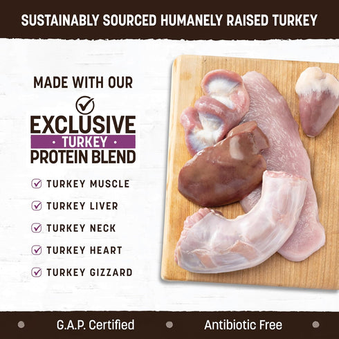 Earth Animal Wisdom Air Dried Dog Food | Turkey Recipe Premium Natural Dog Food | 2 Pound Bag for All Breeds & Ages