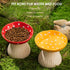 Cute Mushroom Elevated Cat Bowl, Ceramic Cat Food and Water Bowls, Wide Shallow Dish, Whisker Fatigue (Yellow)