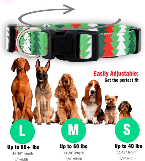 Native Pup Christmas Dog Collar, Winter Holiday Collars for Pets, Red Green, Large Breeds