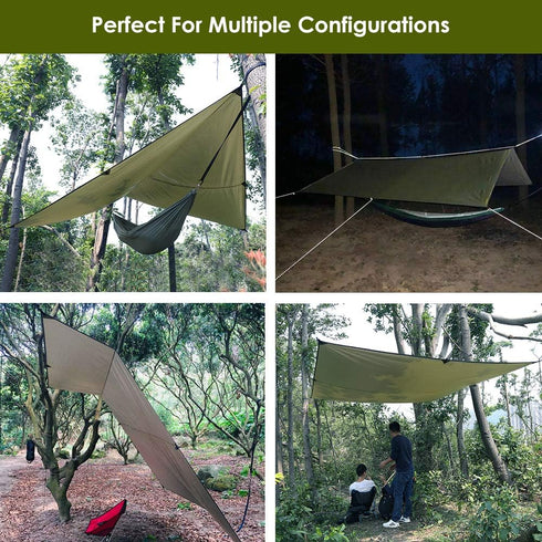 Hammock Rain Fly Tent Tarp, 32ft Long Ridgeline, 9.8x9.5ft Waterproof 210D Oxford with Guy Lines