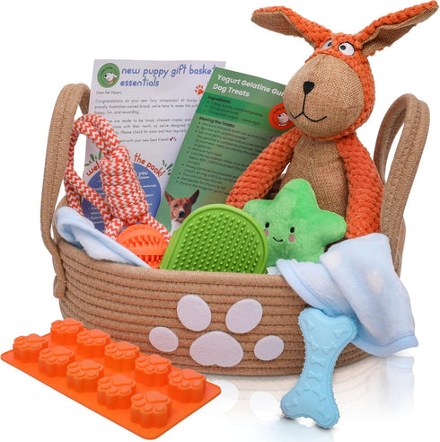Premium Puppy Starter Kit - New Puppy Gift Basket with Essentials, Toy