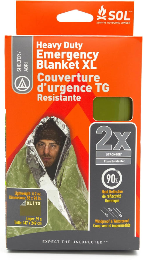 S.O.L. Survive Outdoors Longer 90% Heat Reflective Emergency Blanket, 58" x 98", Green
