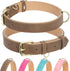 Leather Dog Collar for Medium Dogs, Soft Padded with Heavy Duty Gold Buckle, Durable & Comfortable for Daily Walking