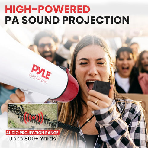 Pyle 40 Watt Professional Megaphone with Clear Sound, Ergonomic Grip, Indoor & Outdoor Use