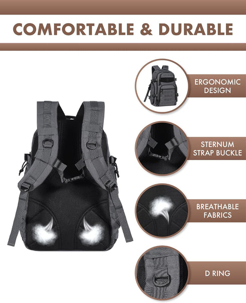 Tactical Laptop Backpack for Men, Military Backpack in Grey