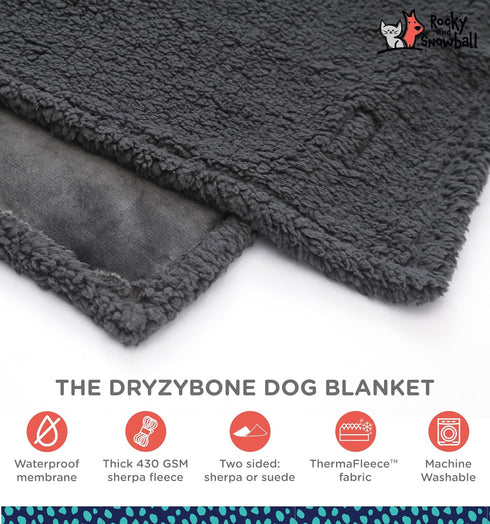 Waterproof Dog Blankets for Large Dogs, Washable Sherpa Dog Blanket for Bed, Pet Covers for Couches, 60x80