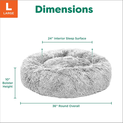 Furhaven 30" Round Calming Donut Dog Bed for Medium/Small Dogs, Refillable with Removable Washable Cover, Mist Gray,