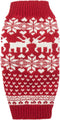 Red Christmas Dog Sweater, Reindeer Holiday Festive Outfit for Dogs, Medium M Size 13" Back Length