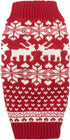Red Christmas Dog Sweater, Reindeer Holiday Festive Outfit for Dogs, Medium M Size 13" Back Length