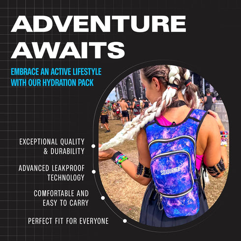 Sojourner Hydration Pack - Water Backpack with 2L Hydration Bladder, Festival Essential
