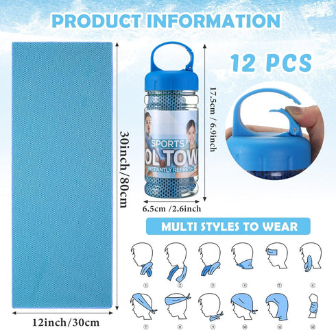 12 Pack 32 12 x in Cooling Towels Bulk for Neck and Face Microfiber Ice Towel Sweat Towels Breathable Soft Chilly Towel