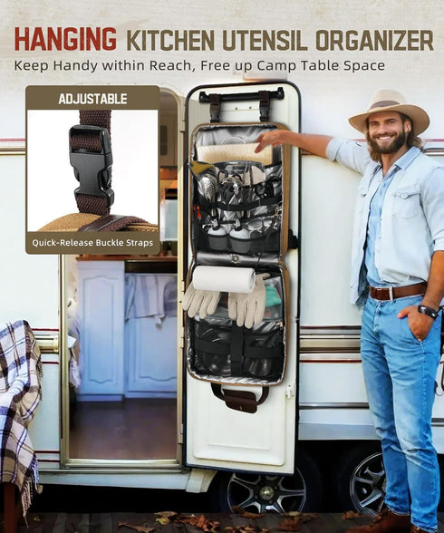 Holder,15L ARCFOX Hanging Camp Kitchen Organizer with Towel Paper Camping Organizer with Multi Pockets,Large Capacity