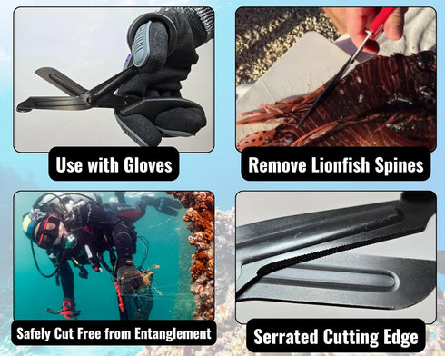 Stainless Steel Dive Scissors/Shears with Sheath and Swivel Clip for Fishing and Hunting