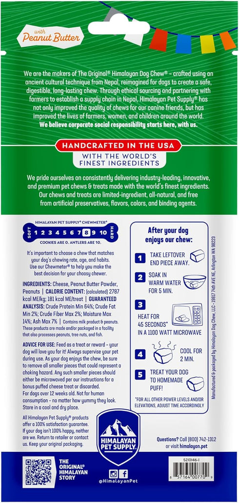 Himalayan Dog Chew Original Yak Cheese Chew - Peanut Butter, 1 Medium Stick, Gluten Free, Healthy Treats