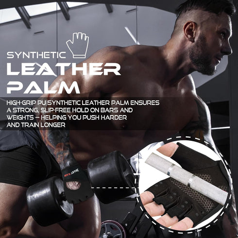 BEAST RAGE Workout Gloves for Men & Women - Fingerless Gym Gloves with Palm Protection, Breathable & Lightweight