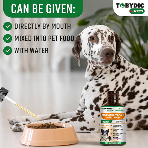 Natural Dog Yeast Infection Relief - Herbal Medicine Drops Supplement for Itchy Skin & Ear Treatment - Made in USA