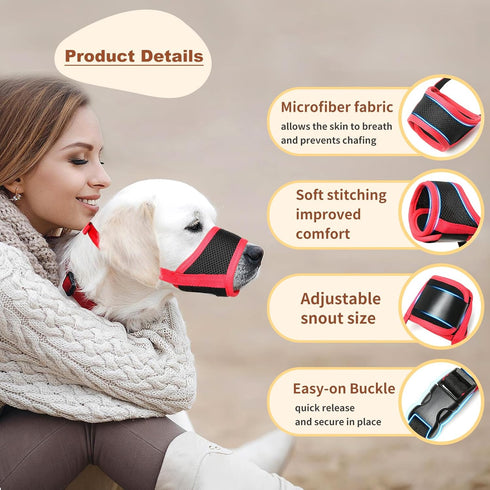 HEELE Dog Muzzle, Soft Nylon Anti Biting Barking Chewing, Air Mesh Breathable Adjustable Loop Muzzle for Small Medium
