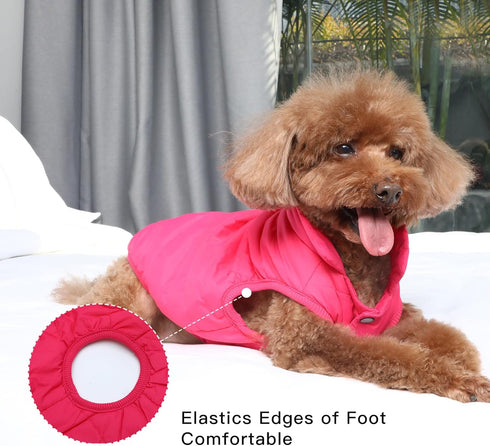 2 Layers Fleece Lined Warm Dog Jacket for Winter - Soft Windproof Small Dog Coat, Pink S
