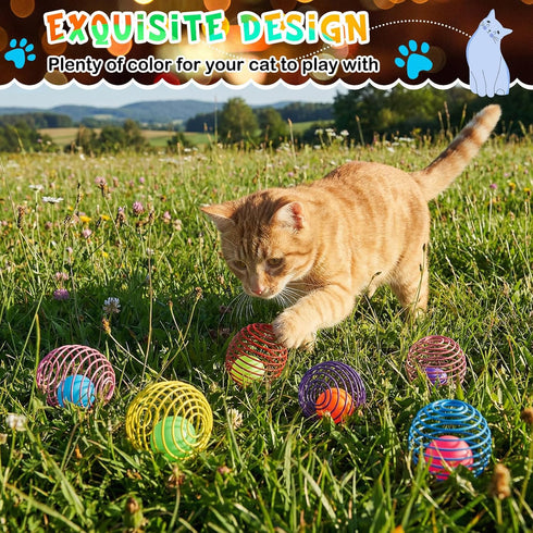 5 Jecery Pcs Cat Spring Balls Toys Stretchable Rolling Balls Colorful Playful Coils Interactive Action Toy Caged Rats