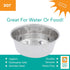 Fuzzy Puppy Heavy-Duty Stainless Steel Food & Water Bowl for Cats & Dogs, Silver, 3 Quart
