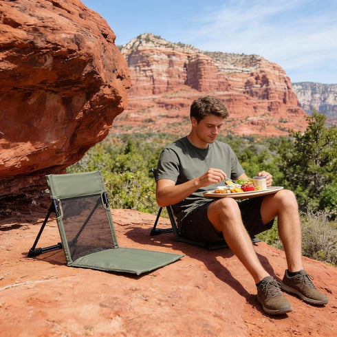 Breathable Mesh Back Folding backrest,Ultralight Aluminum Alloy Camp Seat with Ventilated Backrest, Portable Outdoor