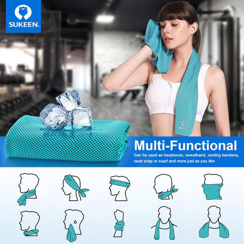 Sukeen 4 Pack Cooling Towel (40"x12"), Soft Breathable Microfiber Ice Towel for Sports and Workout Activities