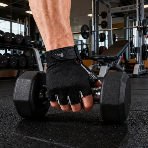 OVOY Men & Women Fingerless Gym Gloves - Anti-Slip Breathable Workout Gloves for Weightlifting, Cycling, Training