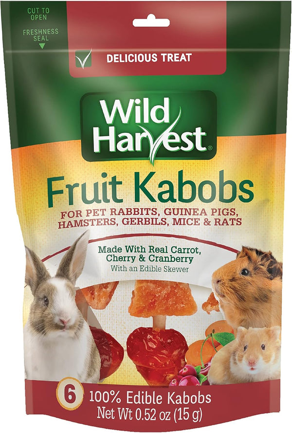 Wild Harvest Fruit Kabobs, 6 Count for Pet Rabbits, Guinea Pigs, Hamsters, Gerbils, Mice, and Rats