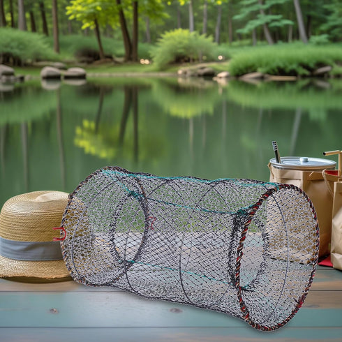 25cm 3pcs Foldable Fishing Net Crawfish Trap Minnow Net Portable Nylon Mesh Fish Cage Diameter for Freshwater Crabbing
