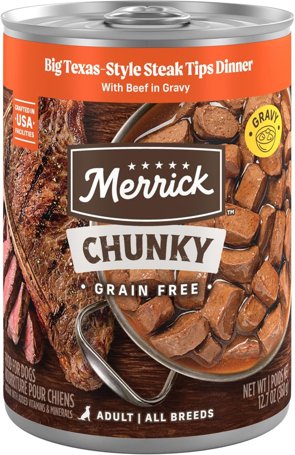 Merrick Chunky Grain Free Premium And Wholesome Canned Dog Food, Real Meat
