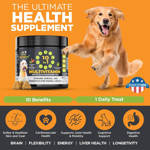 Googipet Premium Dog Multivitamin Chewable, Dog Vitamins and Supplements, Puppy Vitamins & Senior Dogs Probiotics