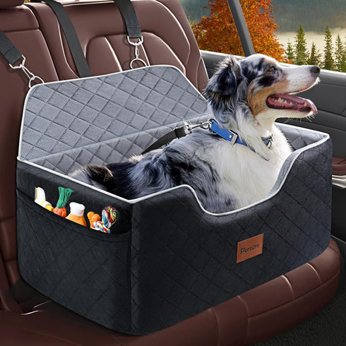 Foam,2 2 Persure Dog Car Seat for Large Medium Size Puppy Dog,Soft Fabric Dogs Bed Filling Memory Clip-On Safety Leashs