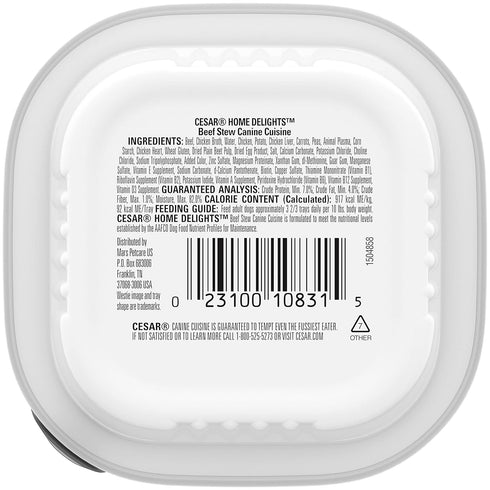Cesar Home Delight Wet Dog Food, Beef Stew, 3.5 Oz Tray, Pack of 1