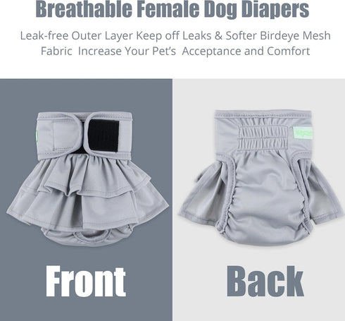 (3 Pack), wegreeco Dog Diapers Female Highly Absorbent Puppy Doggie Dog Diapers for Female Dogs Period, Washable Doggy