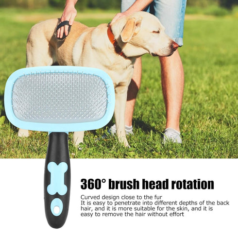 Pet Hair Comb, 360° Rotation Deshedding Slicker Brush for Cat Dog Cleaning (Blue)