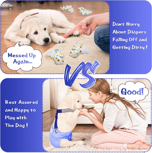 2 Saintrygo Pcs Dog Suspenders for Diapers Female Male Belly Bands Canine Harness Keep Diaper on Your Pet for Small