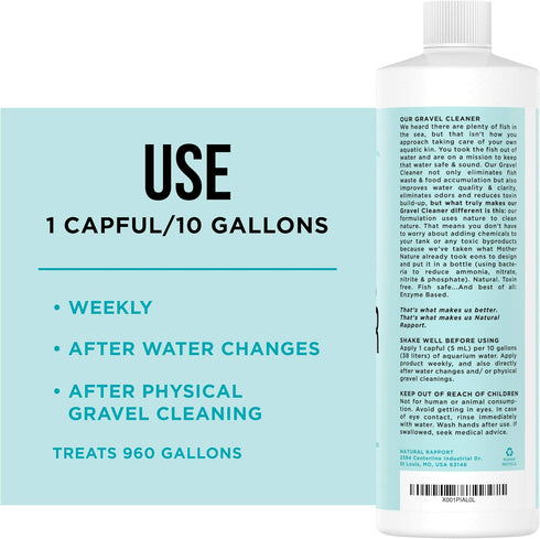 Aquarium Gravel Cleaner, 16 fl oz - Naturally Maintain a Healthier Tank, Reducing Fish Waste and Toxins