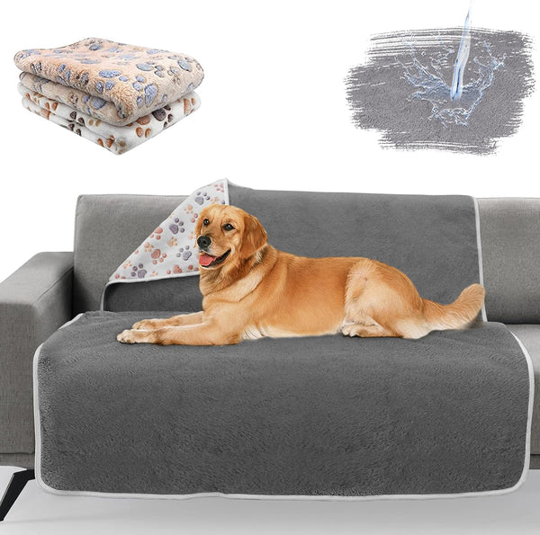 YUEPET Waterproof Dog Blankets, 2 Pack Washable Blankets for Bed Couch Protector, Soft Plush Reversible, 50"×40"