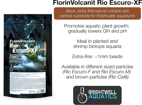 Brightwell Aquatics FlorinVolcanit Rio Escuro-XF, Extra Fine Black Volcanic Ash Substrate for Shrimp, 5 LBS