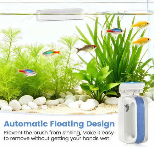 2 0.25-0.45 inch AQQA Aquarium Magetic Glass Cleaner Brush with Detachable Scrapers Floating Fish Tank Cleaning Tools