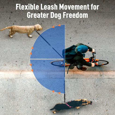 Rotating Dog Bike Leash for 2 Dogs, Flexible Quick Release Bicycle Attachment for Safe Cycling and Walking