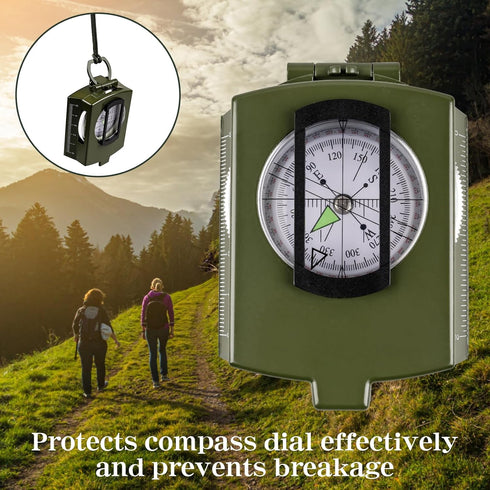 Hiking Compass for Survival, Waterproof Durable Pocket-Sized Tactical Compass with Lanyard & Pouch for Navigation