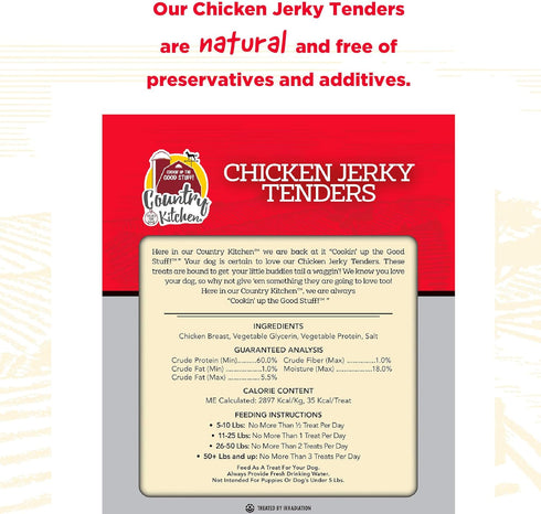 Country Kitchen Chicken Jerky Tender Dog Treats - 16 oz High Protein, Low Fat, No Artificial Colors